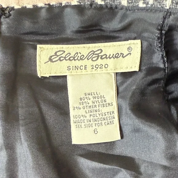 Eddie Bauer Classic Black and White Wool Blend Plaid Skirt - 6 - Picture 2 of 6